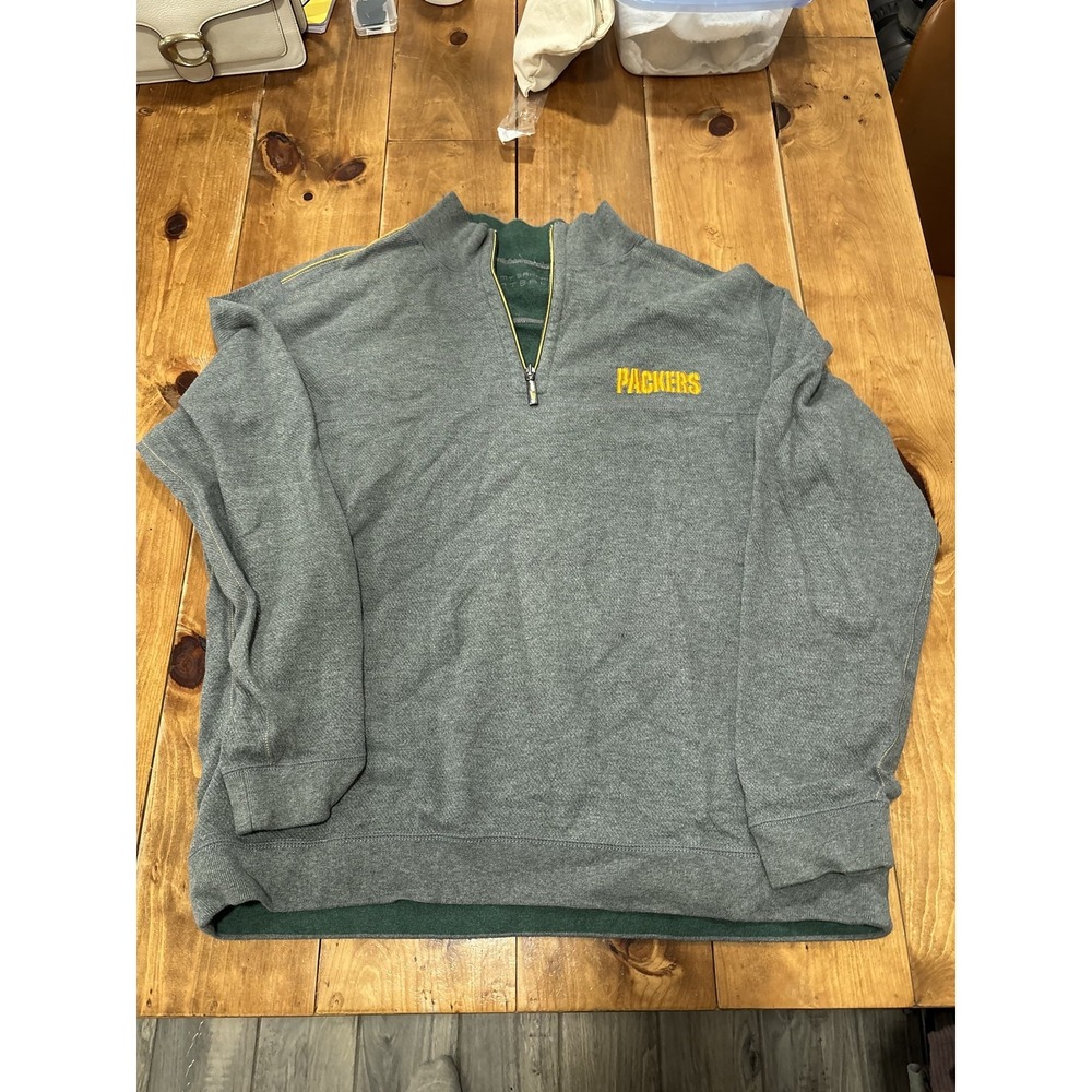Tommy Bahama Green Bay Packers‎ NFL 1/4 Zip Pullover Sweatshirt Men's Heather